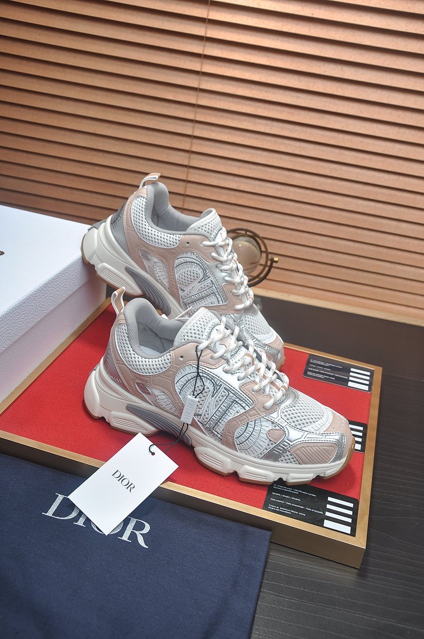 Dior Women's White Mesh Low-Top Sneakers