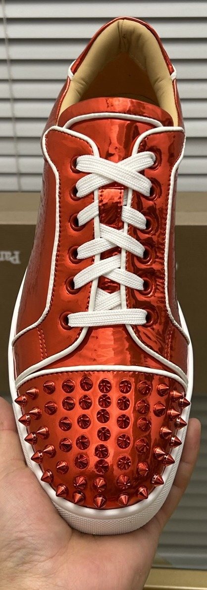 Christian Louboutin Metallic Red Studded Sneakers