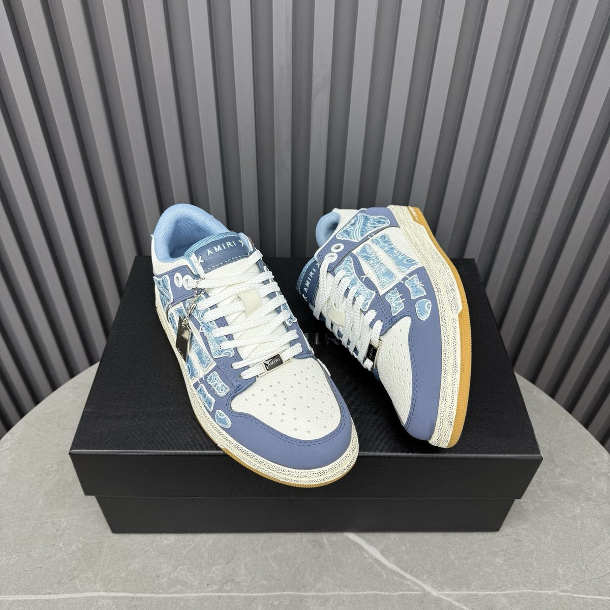 Amiri Light Blue Patchwork Sneakers