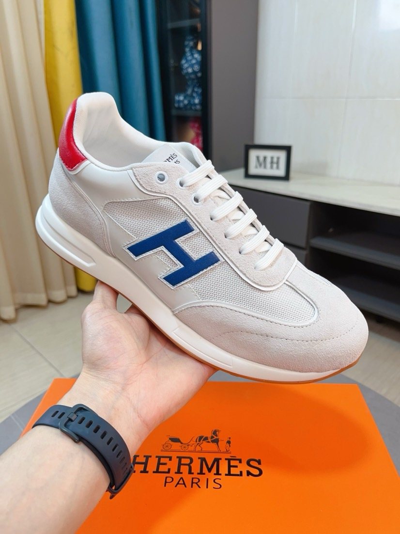 Hermès Blue H Overlay Sneakers