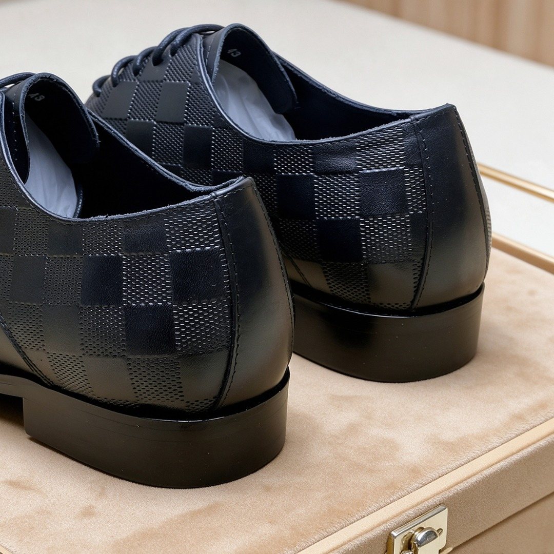 Louis Vuitton Black Checkered Lace-Up Dress Shoes