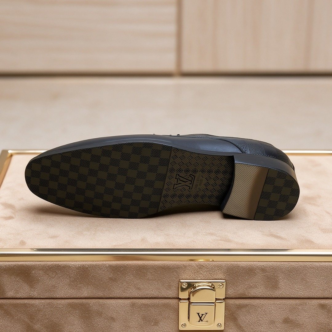 Louis Vuitton Black Checkered Lace-Up Dress Shoes