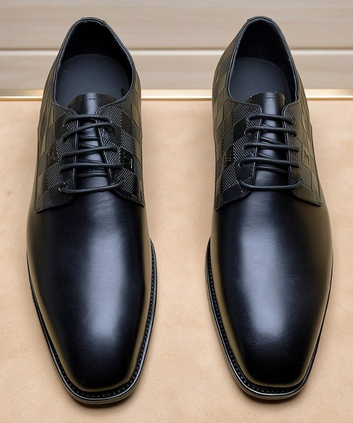 Louis Vuitton Black Checkered Lace-Up Dress Shoes
