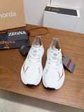 Zegna White Gray Brown Running Shoes