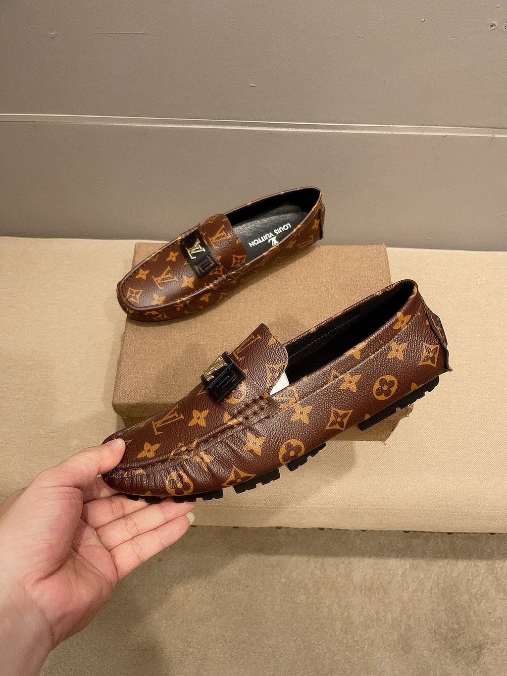 Louis Vuitton Brown Monogram Hardware Loafers