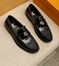 Louis Vuitton Black Leather Buckle Loafers