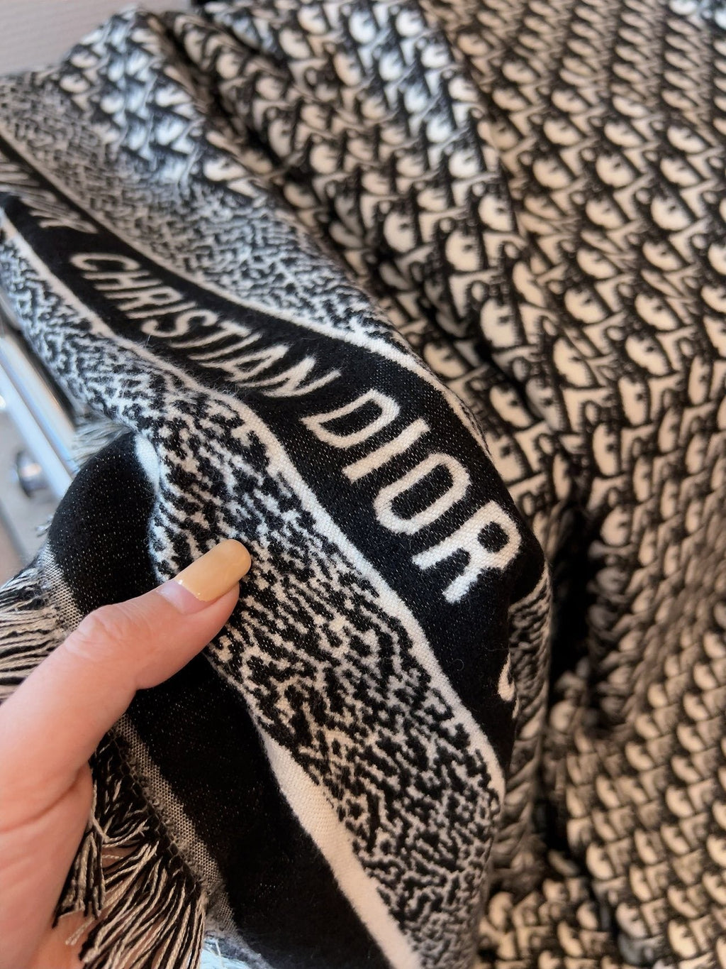 Dior Fringed Monogram Scarf