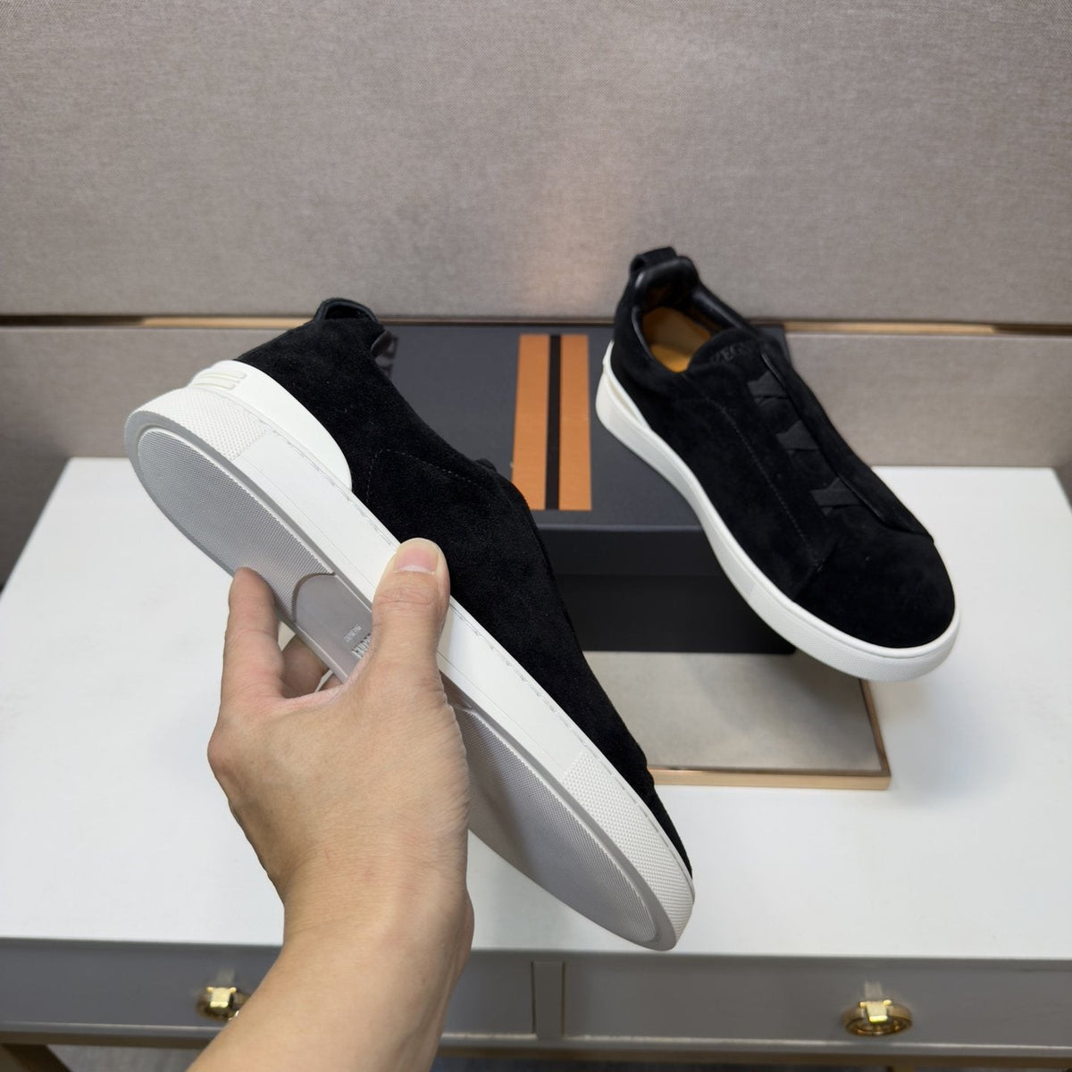 Zegna Men's Textured Slip-On Sneakers