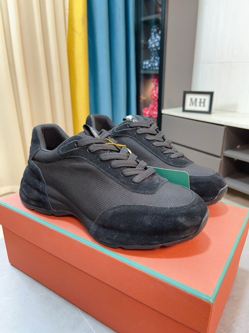 Loro Piana Mesh Lace-Up Sneakers - Suede-Look Texture