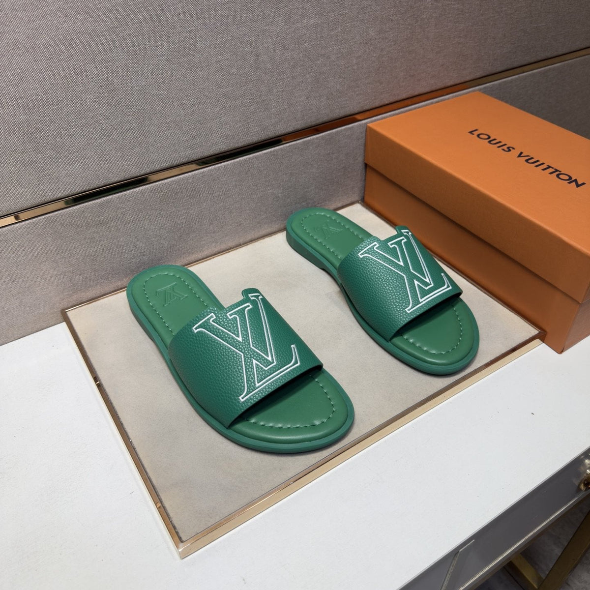 Louis Vuitton Men's Outlined LV Slide Sandals