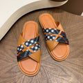 Burberry Plaid Cross-Strap Slide Sandals - Check Pattern