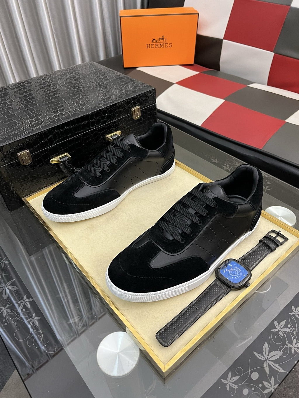 Hermès Men's Perforated Low-Top Sneakers