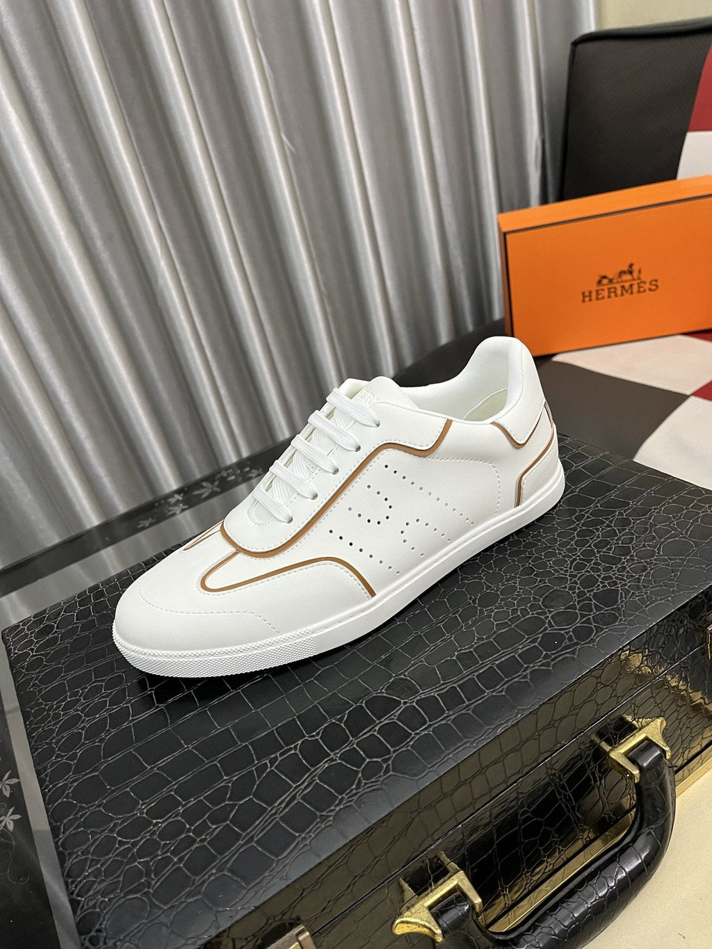 Hermès Men's Perforated Low-Top Sneakers