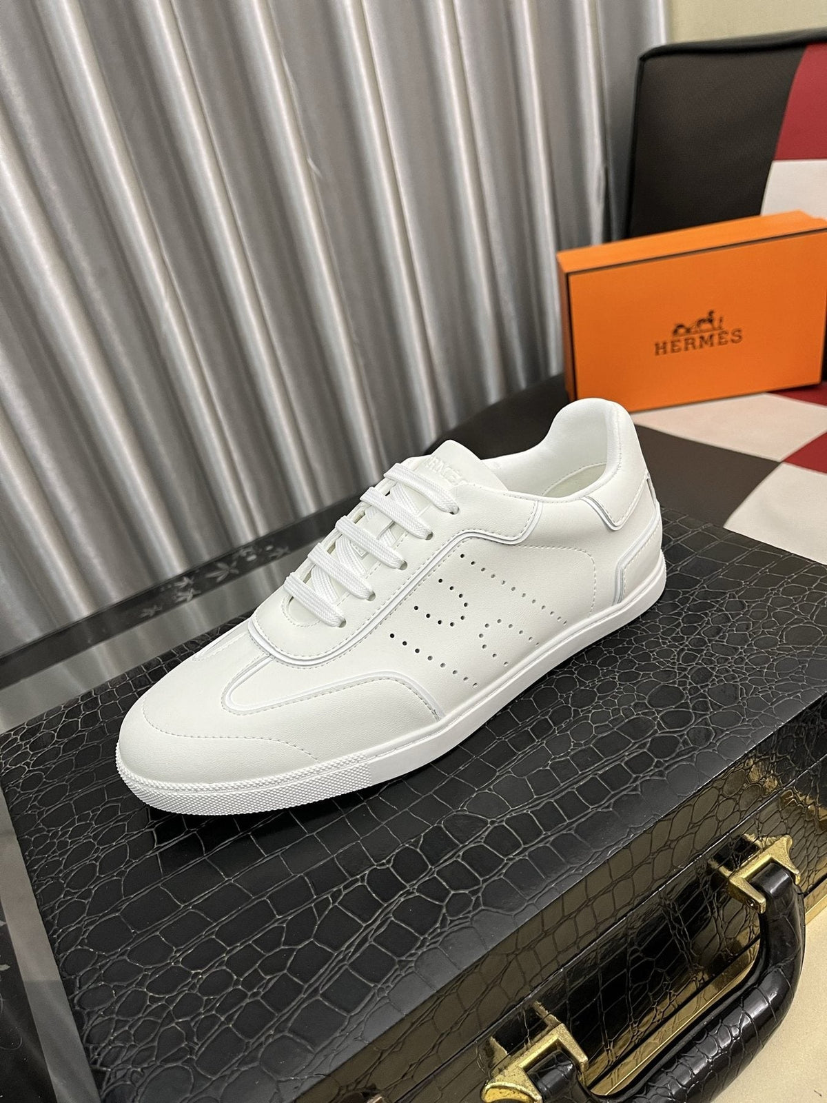 Hermès Men's Perforated Low-Top Sneakers