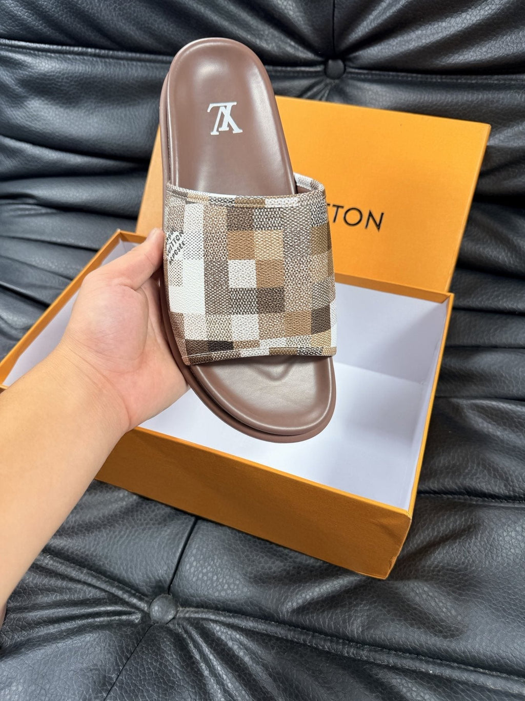 Louis Vuitton Checkered Slide Sandals