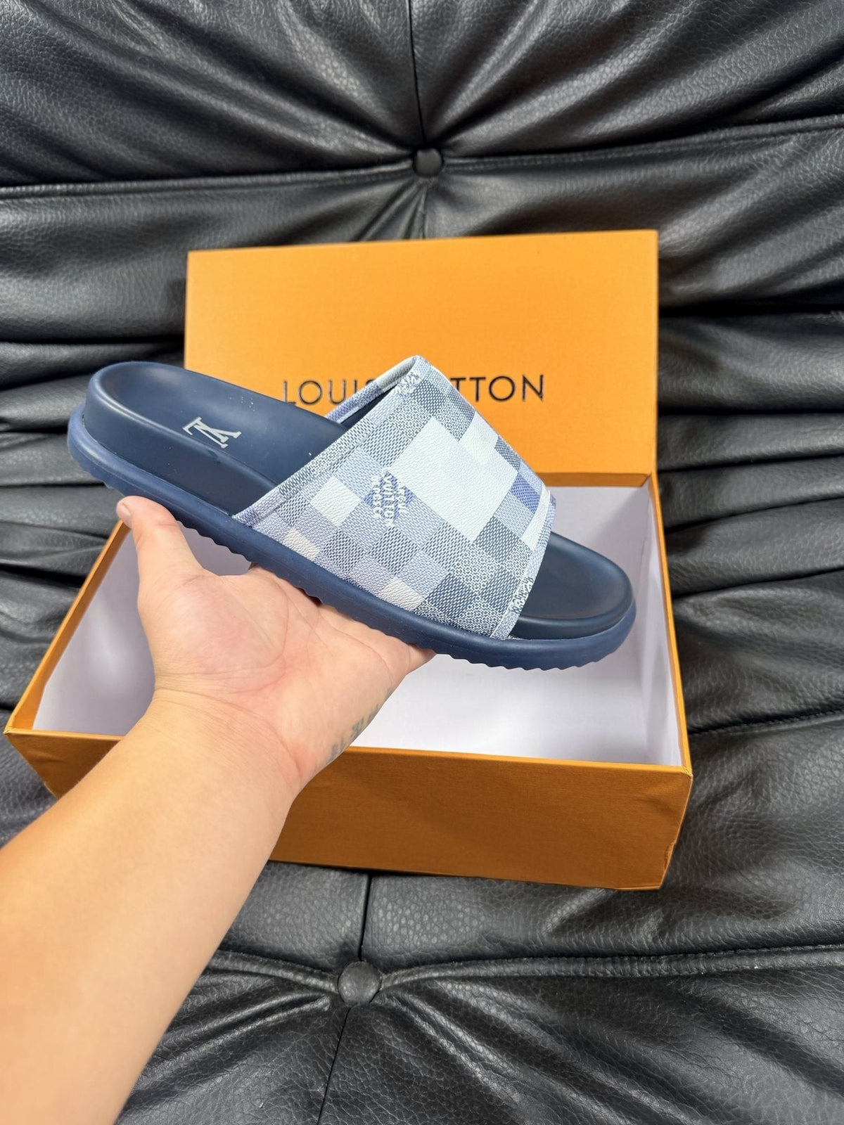 Louis Vuitton Checkered Slide Sandals