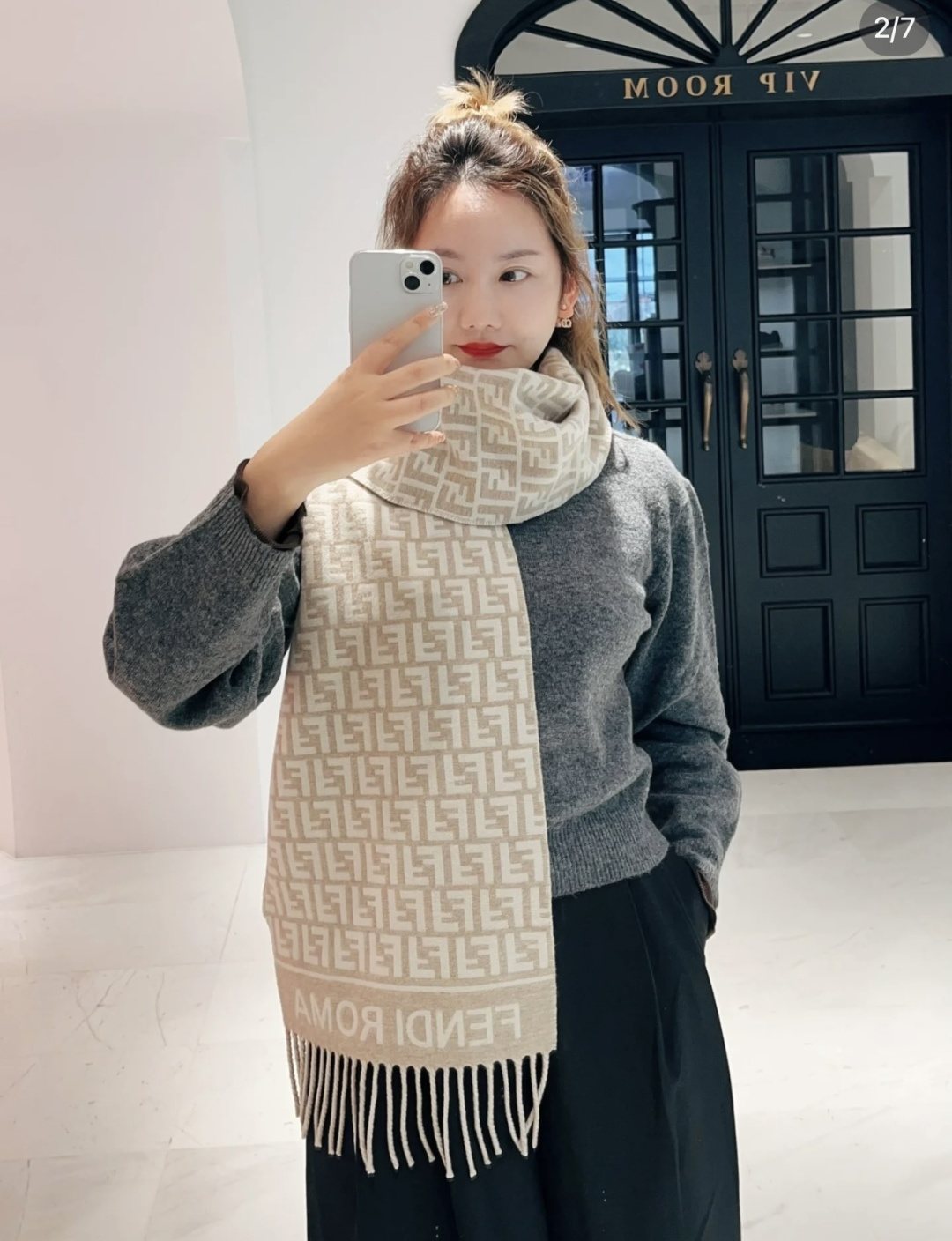 Fendi FF Logo Fringe Scarf