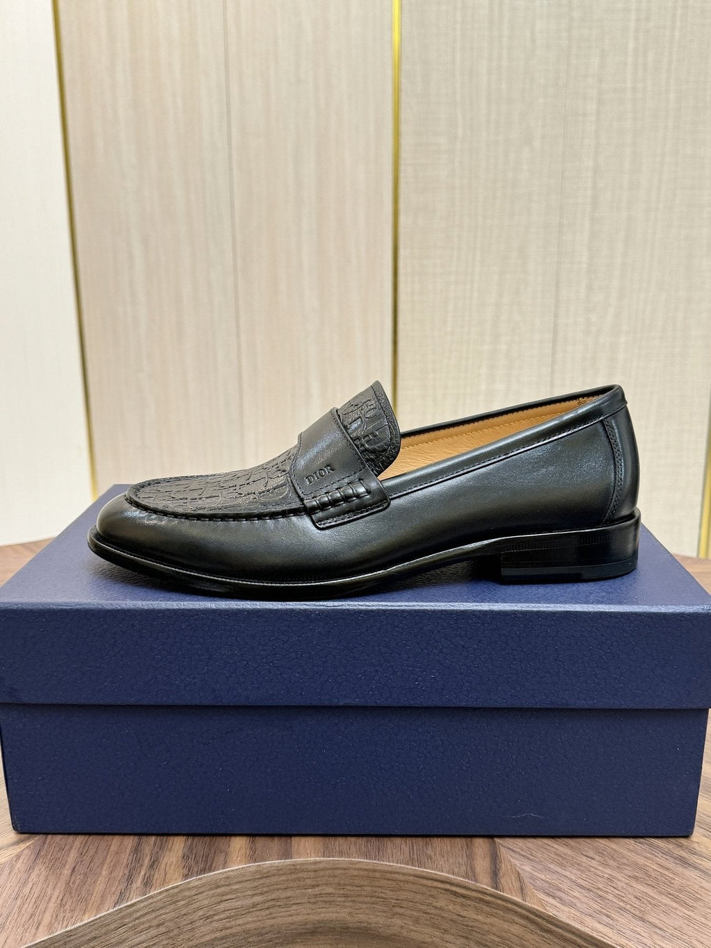 Dior Textured Leather Loafers - Black and Dark Gray