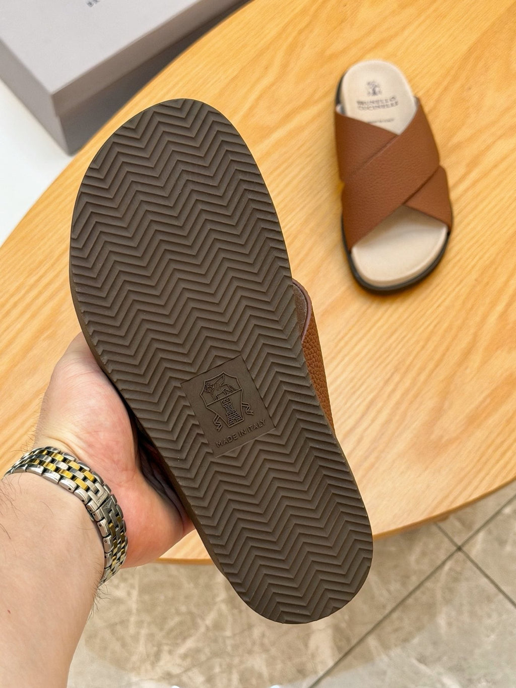Brunello Cucinelli Crossover Slide Sandals