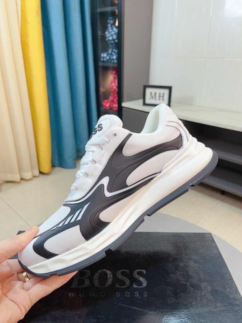 BOSS Men's Mesh Panel Athletic Sneakers