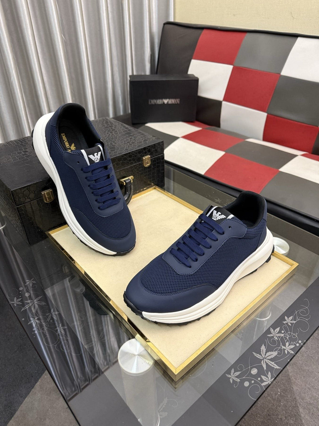 Armani Textured Low-Top Sneakers