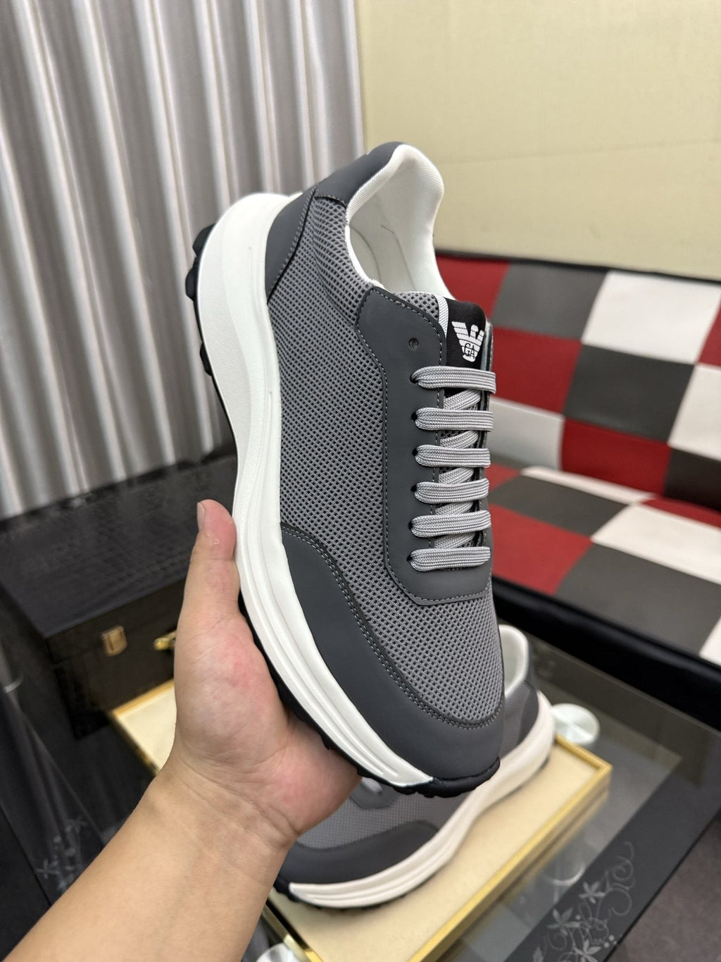 Armani Textured Low-Top Sneakers