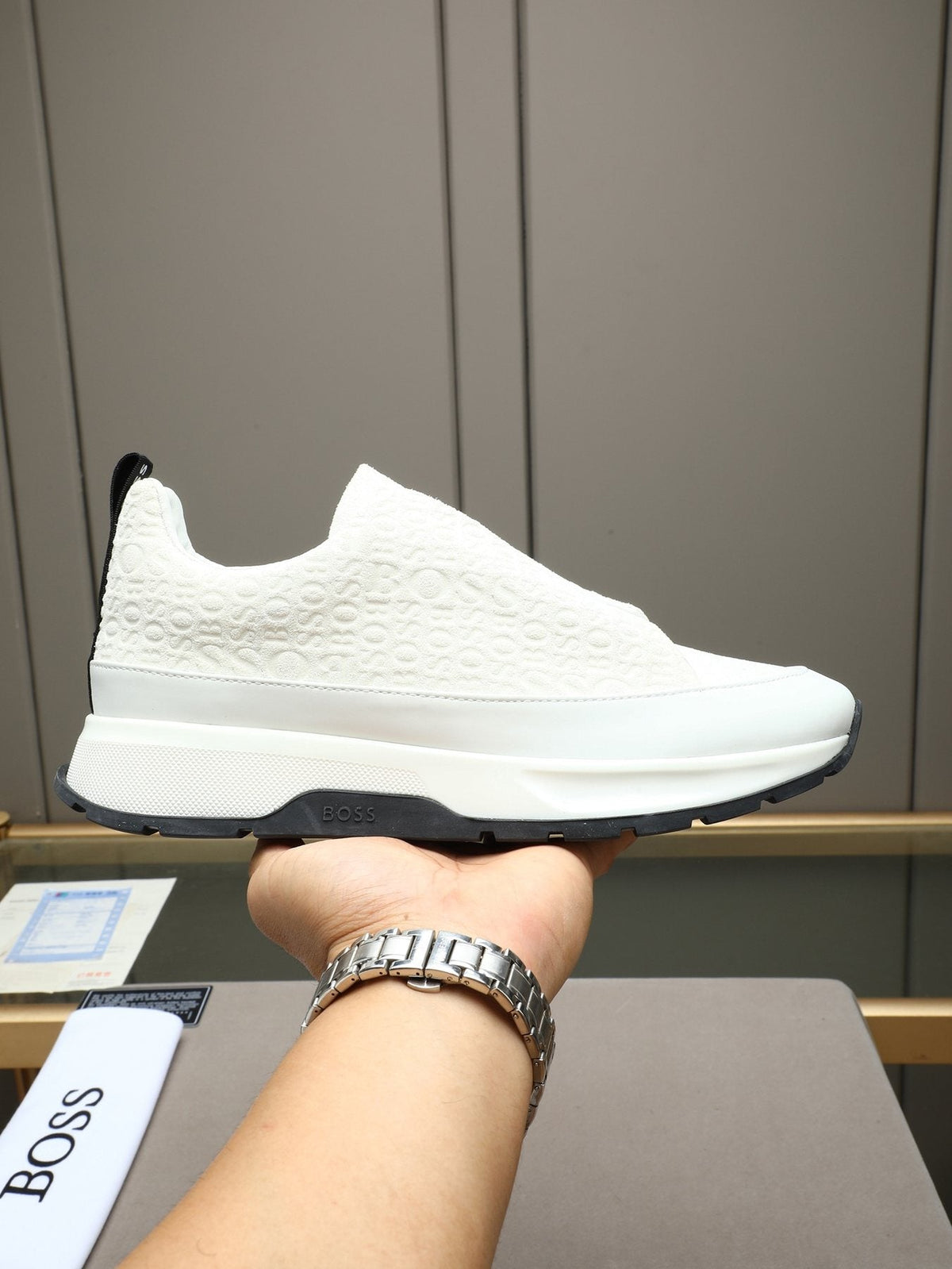 Hugo Boss Men's Textured Thick-Sole Slip-On Sneakers