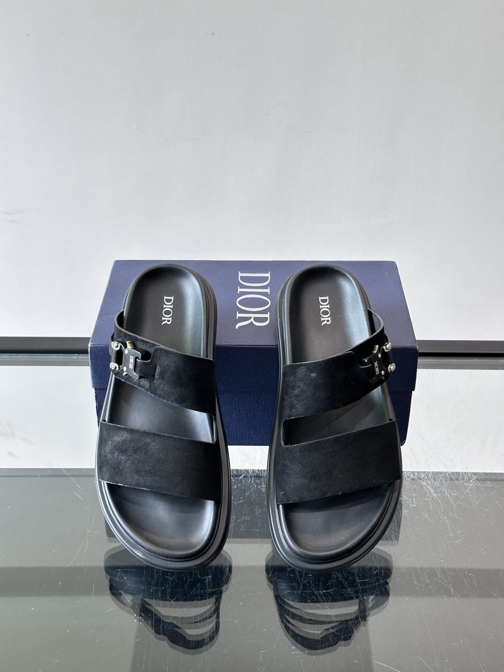Dior Aqua Two-Strap Slide Sandals