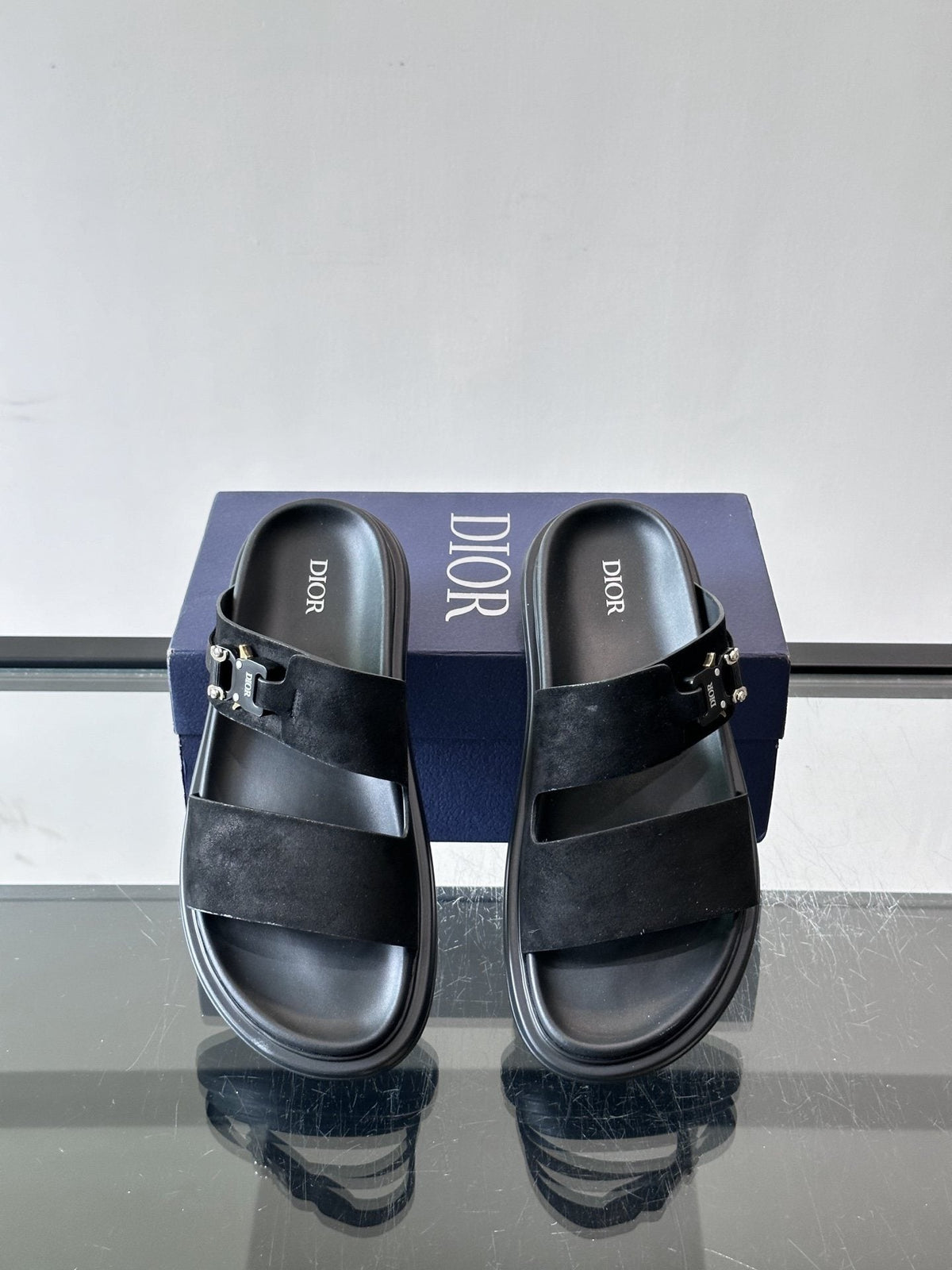 Dior Aqua Two-Strap Slide Sandals