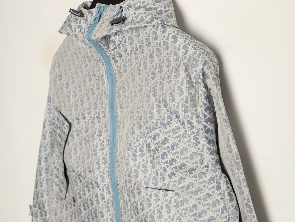 Dior Bee Oblique Logo Hooded Zip Jacket - Grey