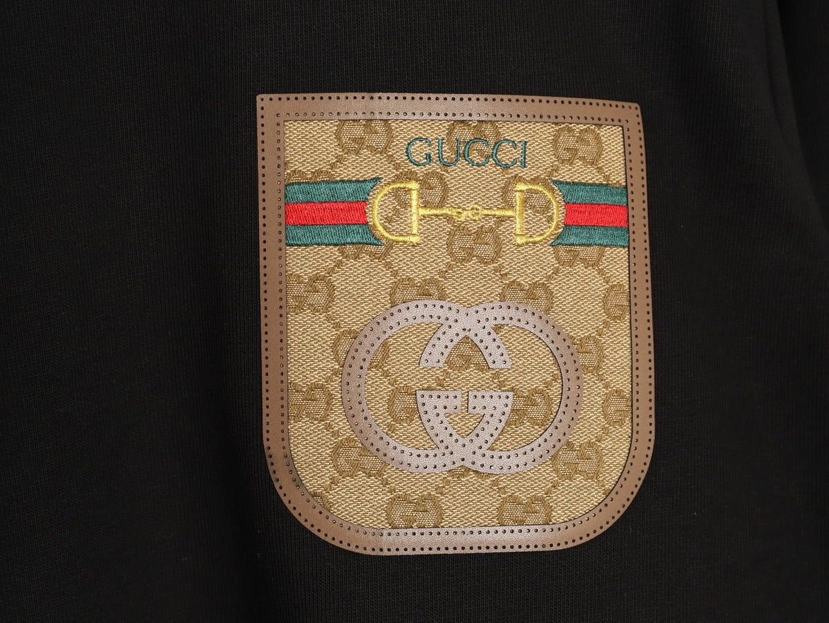 Gucci Monogram-Style Pocket-Patch Crewneck Sweatshirt - Black