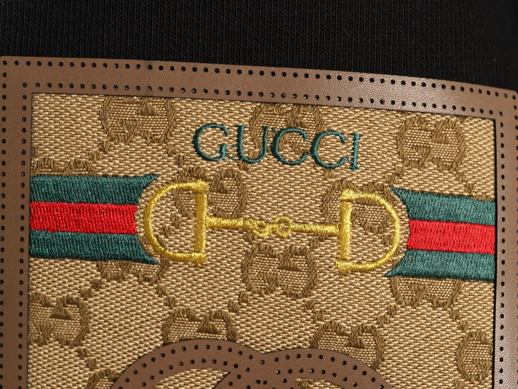 Gucci Monogram-Style Pocket-Patch Crewneck Sweatshirt - Black