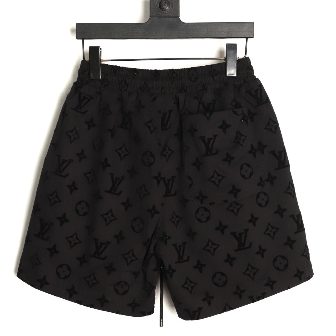 Louis Vuitton Tonal Monogram-Style Drawstring Shorts - Black