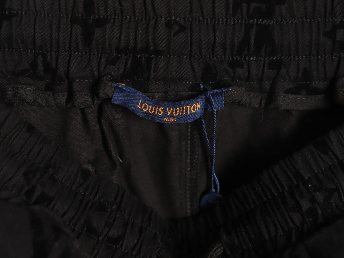 Louis Vuitton Tonal Monogram-Style Drawstring Shorts - Black